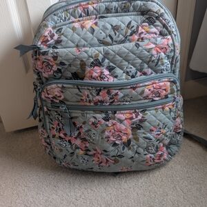Vera Bradley XL Cotton Floral "Rosy Outlook" Backpack